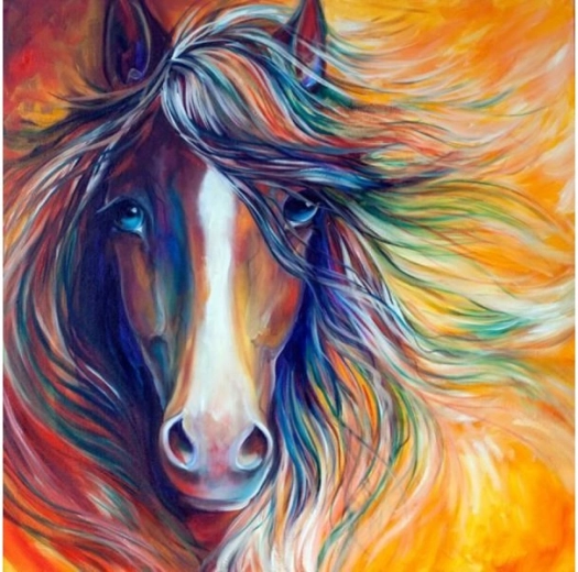 Broderie diamant (diamond painting) cheval abstrait 30 × 30 cm