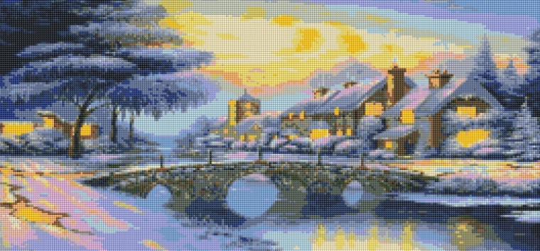 Peinture diamant Pont enneigé 80 × 40 cm