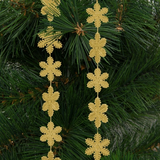 Guirlande de Noël avec flocons de neige, 2,7 m, dorée