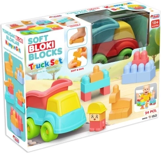 Cubes de construction souples avec camion-benne – lot de 24 pièces