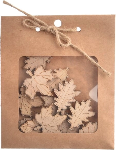 Feuille en bois beige (12 pcs)