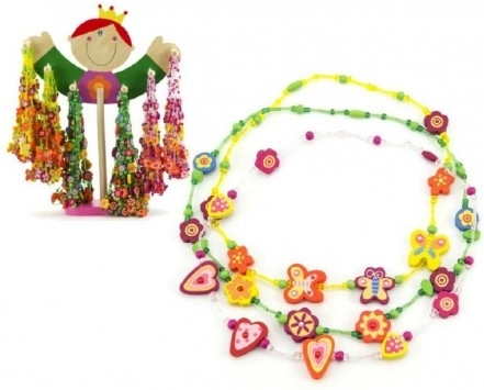 Set de perles en bois pour colliers, 72 pcs, 20 cm