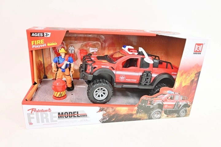 Camion de pompiers pour enfants avec lumière et son, avec figurine, en boîte