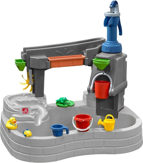 Step2 table de jeu d’eau étang en pierre avec pompe et accessoires