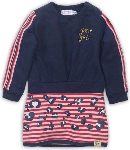 Robe fille Dirkje avec jupe rayée, bleu marine