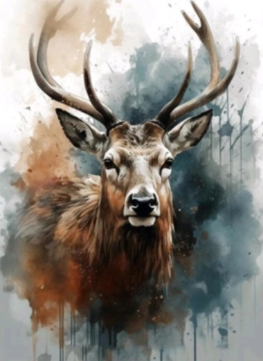 Peinture diamant – cerf aquarelle 30 × 40 cm