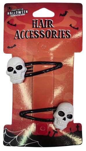 Barrettes Halloween avec motif de crâne - 2 pcs