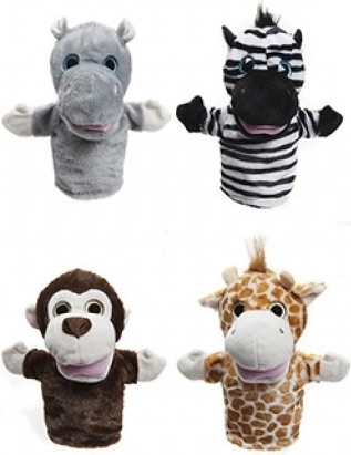 Marionnette à doigt en peluche animaux sauvages 24 cm - 1 pièce
