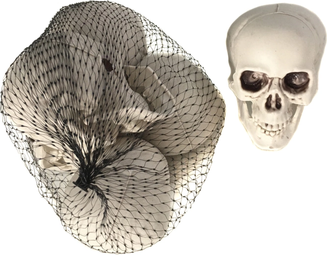 Accessoires de fête – crânes dans un filet, 6 pièces