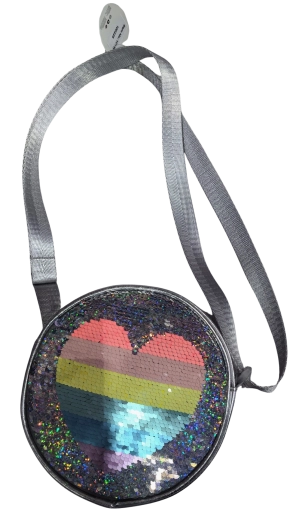 Sac à main rond rose pour enfant avec cœur à sequins - 1 pièce