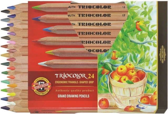 Crayons triangulaires épais KOH-I-NOOR Triocolor Natur, 24 pcs