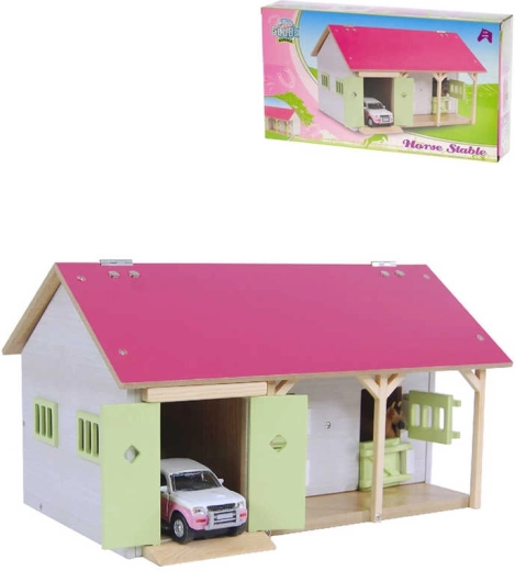 Écurie en bois pour chevaux avec garage 34 × 22 × 19 cm