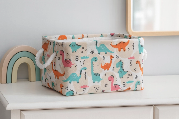 Panier textile pour jouets avec dinosaures 22 × 32 × 18 cm