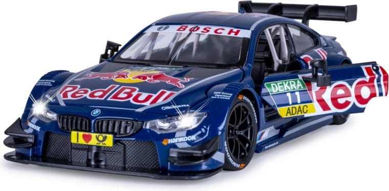 JAMARA BMW M4 DTM modèle métallique 1:24 bleu avec éclairage et sons