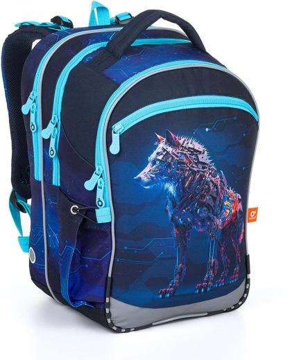 Sac à dos scolaire Topgal avec motif de loup COCO
