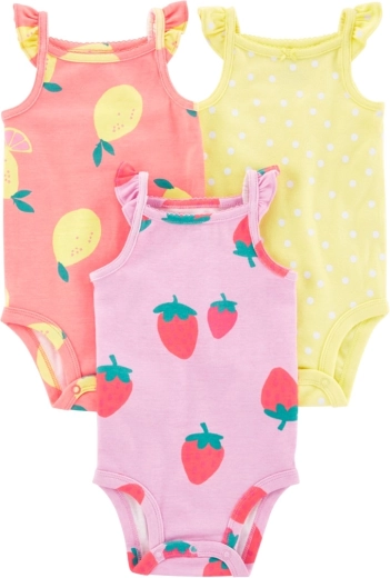 Body bébé Carter's à bretelles Dots Fruit pour petite fille, 3 pcs