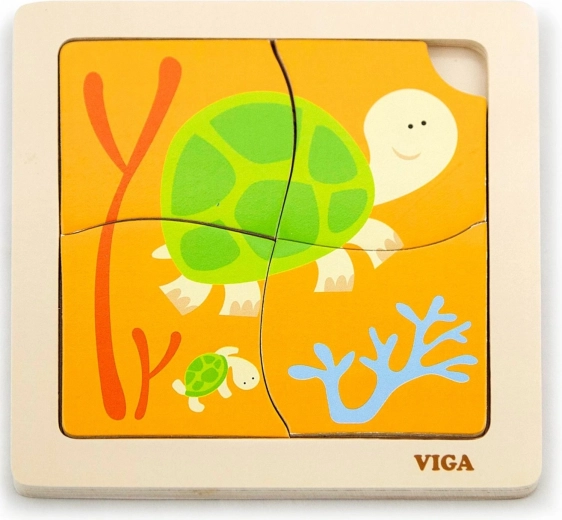 Puzzle en bois Tortue avec 4 pièces