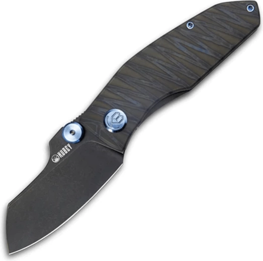 Kubey Monsterdog Titanium Blackwash couteau de poche 7,5 cm avec manche en titane Tiger Stripes