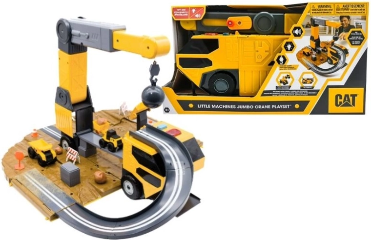 Ensemble de construction CAT avec grue et circuit, avec lumière et son