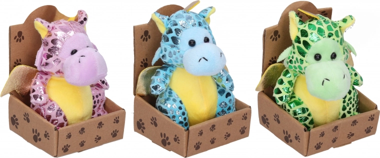 Dragon en peluche scintillant 13 cm