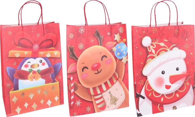 Sac cadeau de Noël M 26 × 33 × 12 cm - 1 pièce