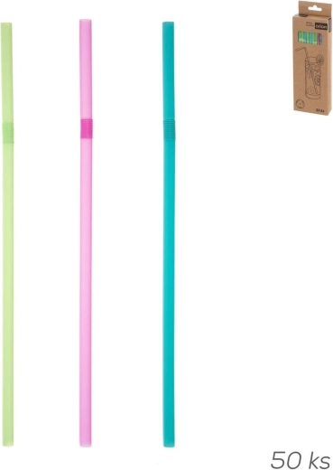 Pailles à boisson réutilisables en PE avec articulation, couleurs assorties (50 pcs, 21 cm)