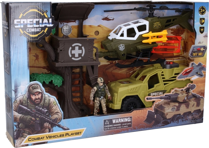 Set de jeu militaire avec hélicoptère et effets