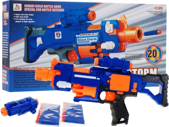 pistolet pour enfants à tir rapide BLAZE STORM avec projectiles en mousse et crosse amovible