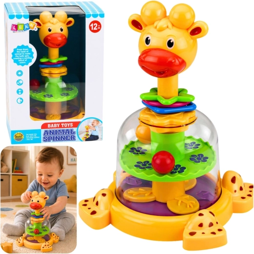 Jouet girafe interactif tournant avec billes tourbillonnantes pour bébés