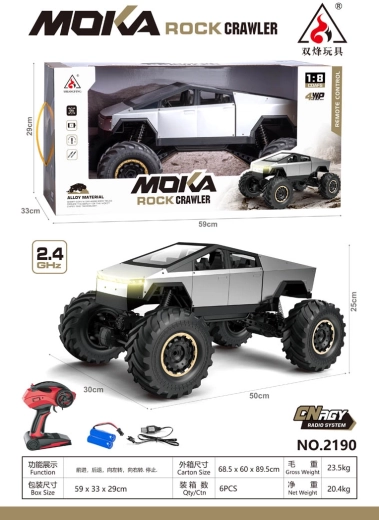 Véhicule tout-terrain radiocommandé Rock Crawler Truck argenté 1:8