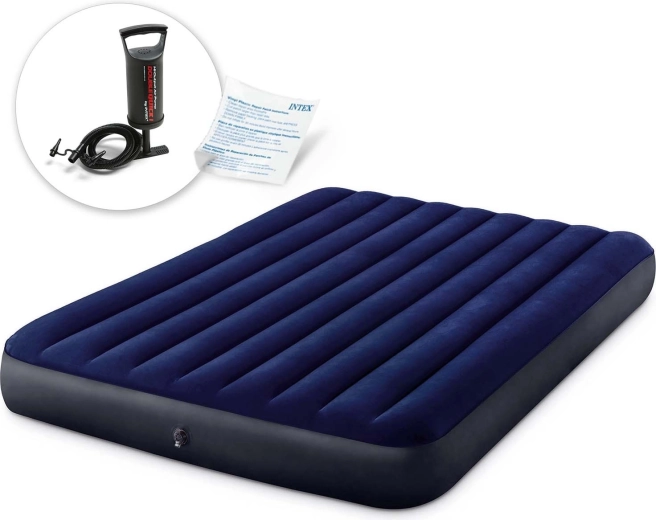 Matelas gonflable avec pompe manuelle 203 × 152 × 25 cm INTEX