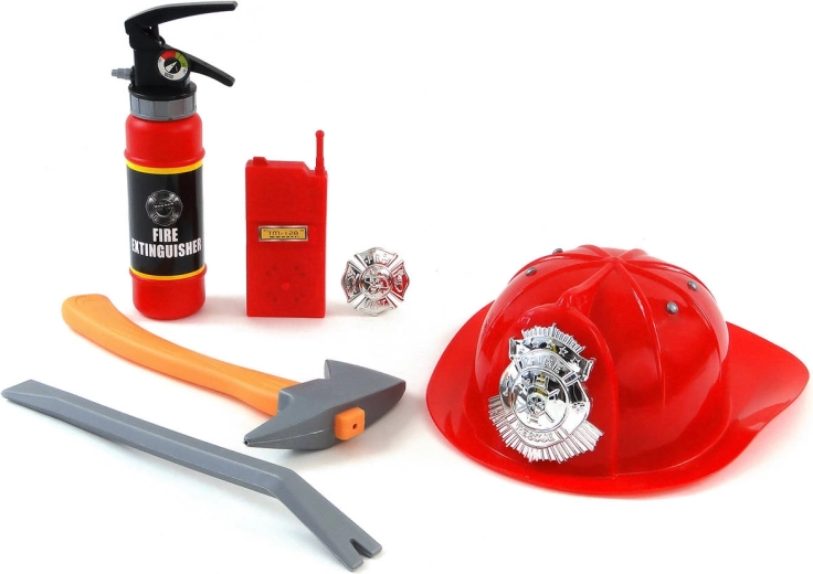 Ensemble de pompier pour enfants avec extincteur fonctionnel projetant de l’eau et casque