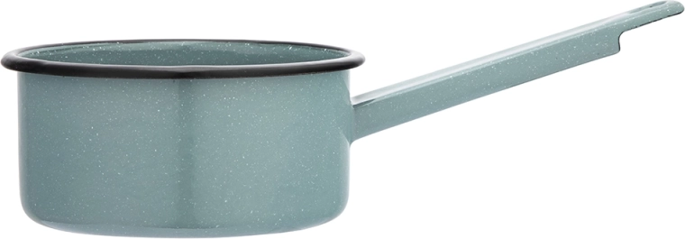 Casserole émaillée avec manche 1 l, vert sauge, décor moucheté