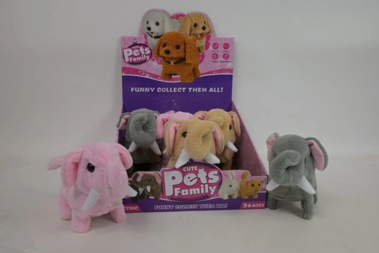 Éléphant à piles sur tricycle (6 pièces en présentoir)