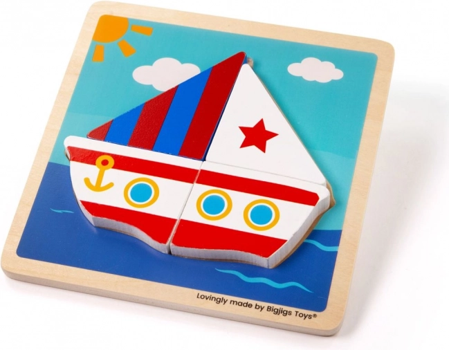 Puzzle à encastrer en bois Voilier