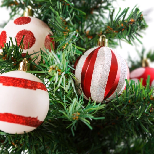 Set de boules de Noël rouges et blanches pour sapin, 24 pièces