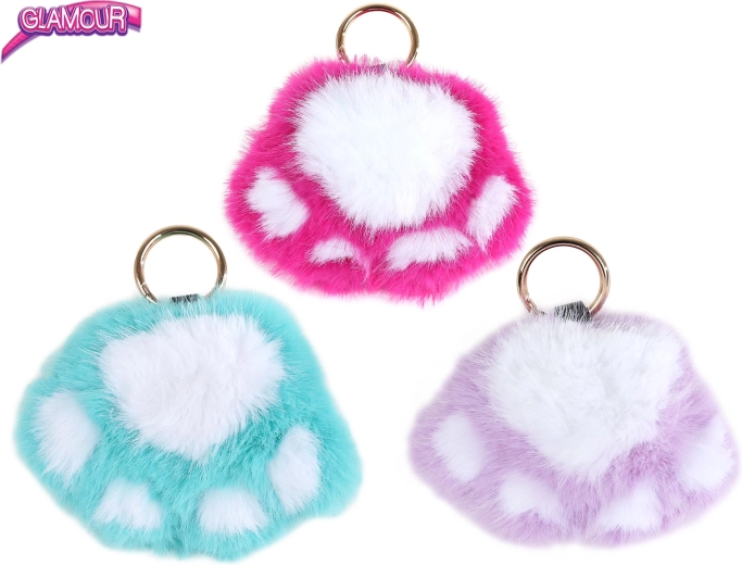 Porte-clés peluche Glamour patte de chat 9 cm