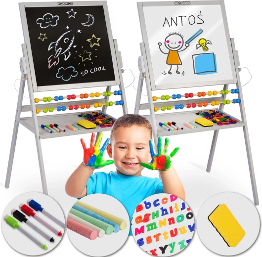 Tableau pour enfant magnétique et double face RICOKIDS – gris