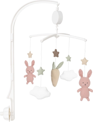 Jabadabado mobile musical pour lit bébé lapin rose