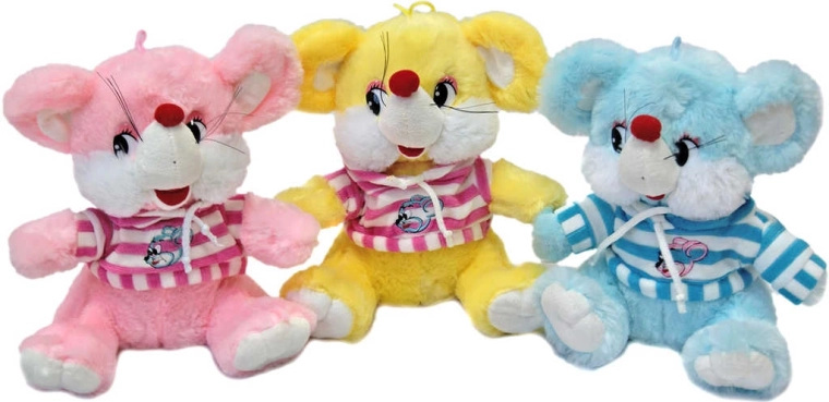 Souris en peluche avec t-shirt rayé 36 cm - 1 pièce