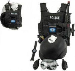 Set de police – pistolet et casque avec accessoires, plastique 38 cm