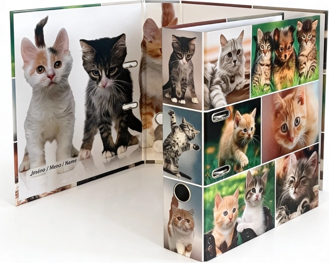 Classeur à levier design A4, dos 7,5 cm, motif chats