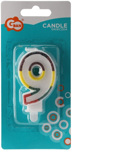 Bougie d’anniversaire chiffre 9 avec bordure pailletée