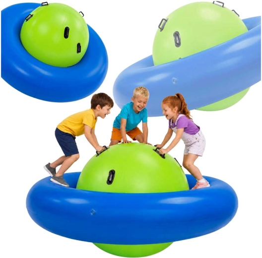 Balançoire gonflable d’équilibre pour enfants avec 6 poignées, pour 3 enfants