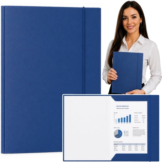 Chemise cartonnée vernie avec élastique A4 bleue 300 g/m² - 1 pièce