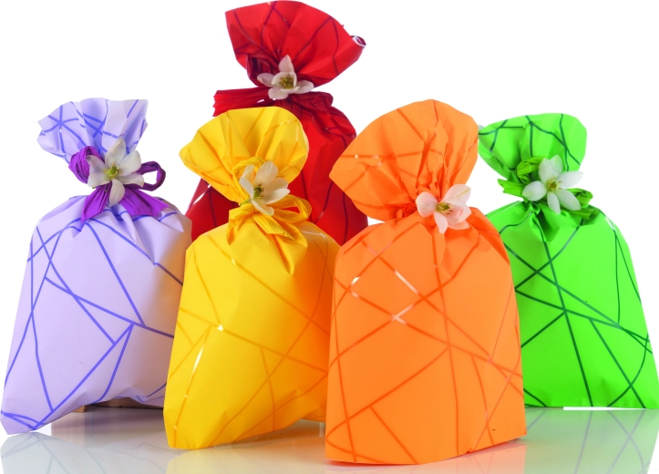 Sachet en cellophane 16 × 25 cm à motif rayé