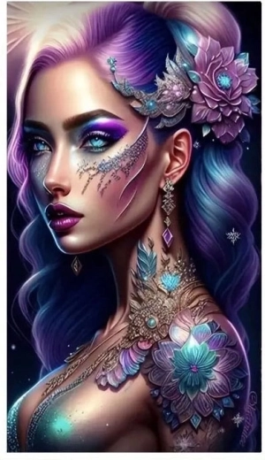 Norimpex Peinture par numéros Femme aux cheveux violets 40 × 50 cm