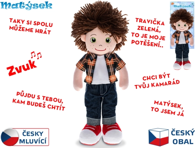Poupée en peluche interactive Matýsek 37 cm, parlant tchèque