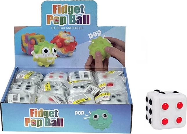 Dé souple en silicone avec points en relief « pop it » 6 cm (12 pcs)
