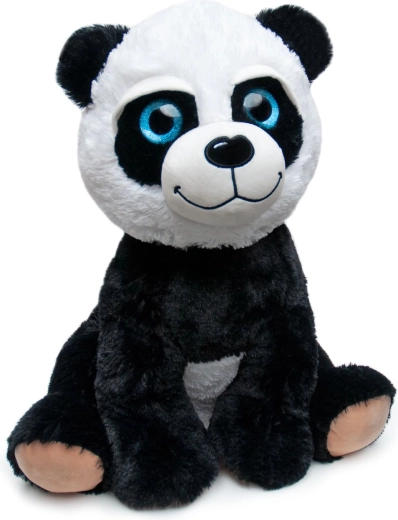Panda en peluche avec yeux bleus scintillants 50 cm